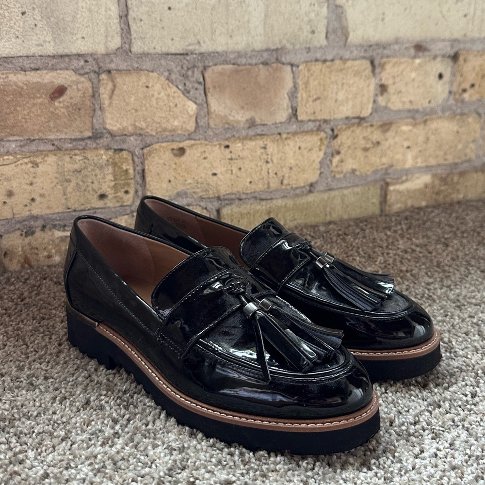 Franco Sarto Black Leather Flats Classic Loafers